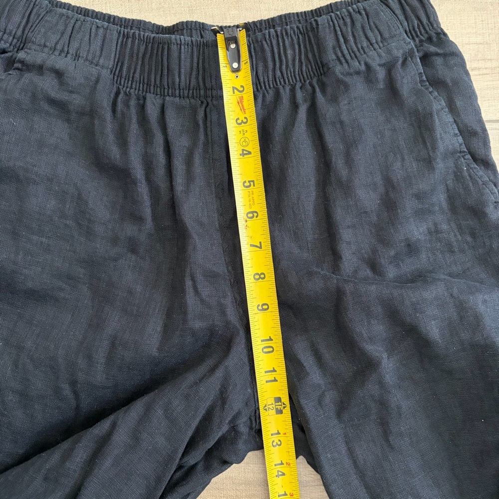 C&C California Black High Rise Linen Wide Leg Ankle Length Pull On Pants M - Picture 8 of 9